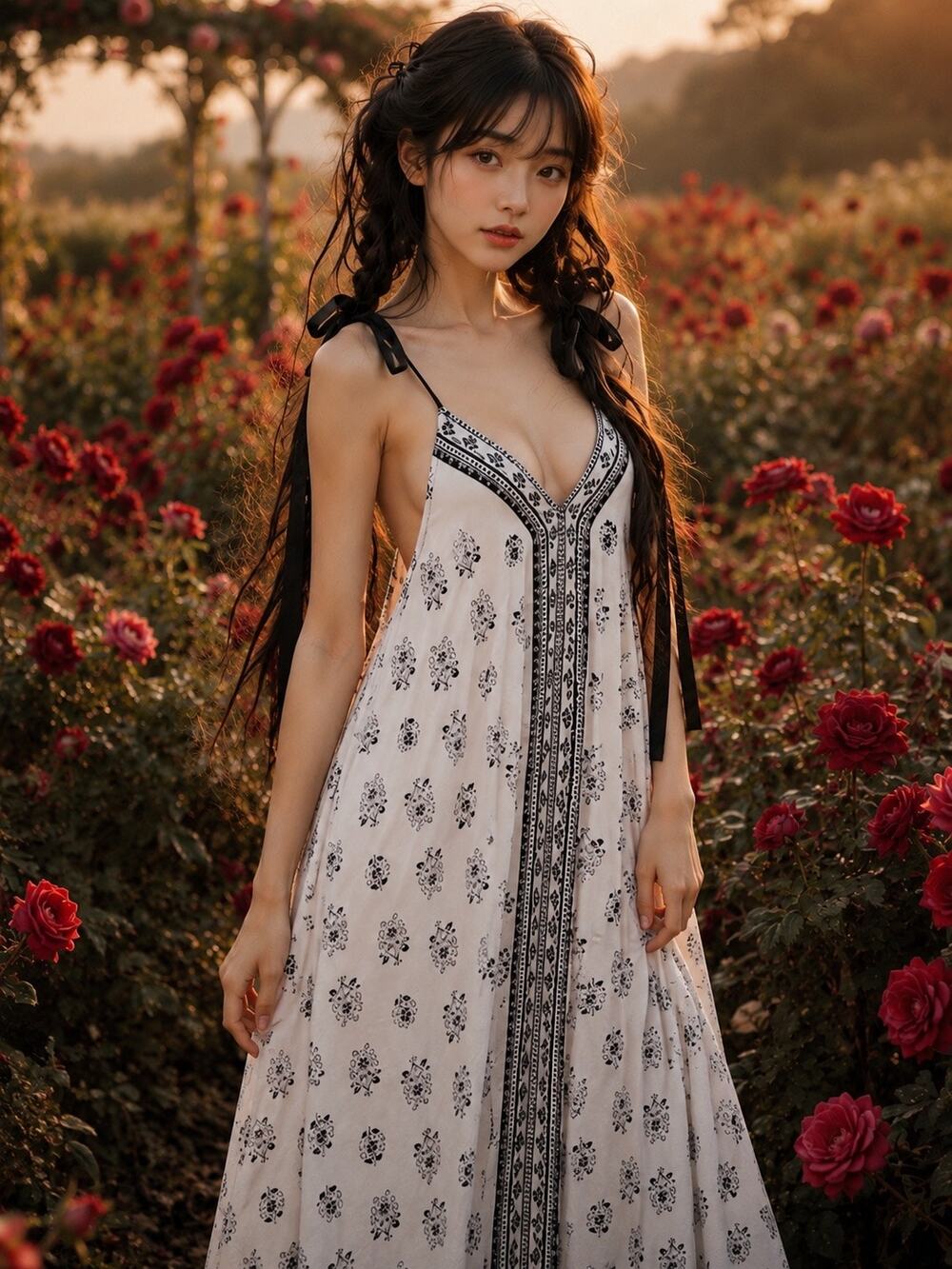 Along the Flower Path flowy blooming boho floral printed maxi dress